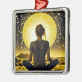 Vrouw Meditatie Onder de Maan Celestial Metalen Ornament (Links)