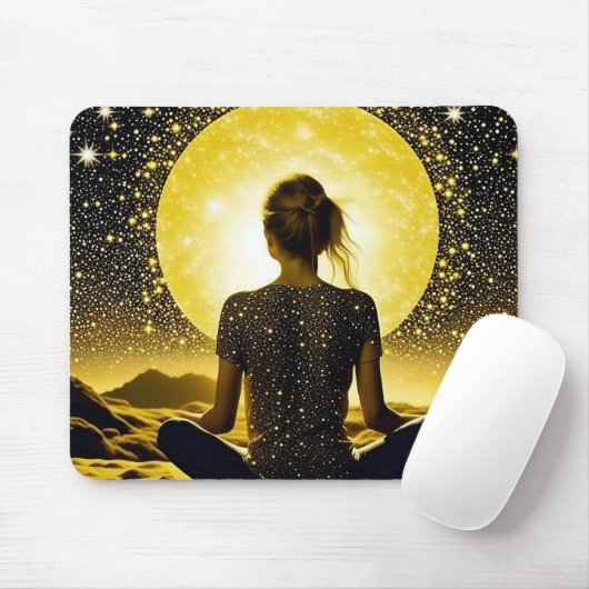 Vrouw Meditatie Onder de Maan Celestial Muismat (Met muis)