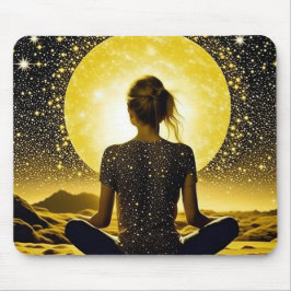 Vrouw Meditatie Onder de Maan Celestial Muismat