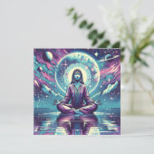 Vrouw mediteert Spirituele serene kunst Kaart (Staand voorkant)