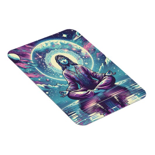 Vrouw mediteert Spirituele serene kunst Magneet (Rechterzijde)