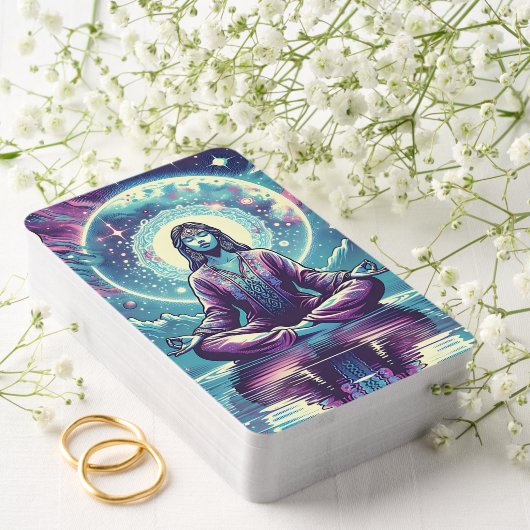 Vrouw mediteert Spirituele serene kunst Pokerkaarten (Insitu (Huwelijk))