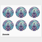 Vrouw mediteert Spirituele serene kunst Ronde Sticker (Vel)