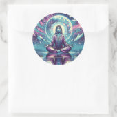 Vrouw mediteert Spirituele serene kunst Ronde Sticker (Tas)