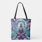 Vrouw mediteert Spirituele serene kunst Tote Bag (Achterkant)