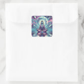 Vrouw mediteert Spirituele serene kunst Vierkante Sticker (Tas)