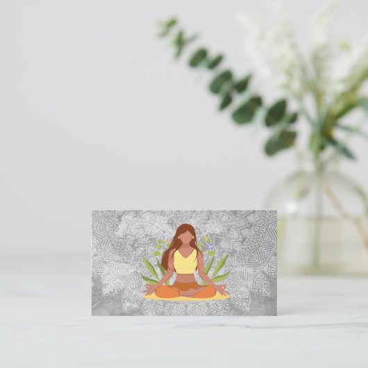 Vrouw mediteert | stampatroon visitekaartje (Staand voorkant)