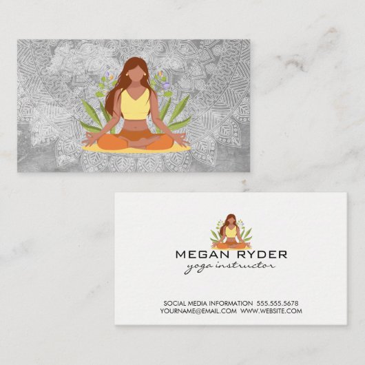 Vrouw mediteert | stampatroon visitekaartje (Voorkant / Achterkant)