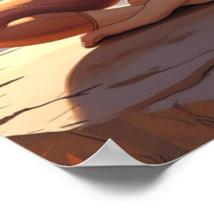 Vrouw Mediteren in Earth Tone Kleuren Poster