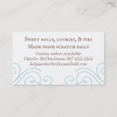 vrouw meisje bakkerij koekjes bakken visitekaartje (Achterkant)