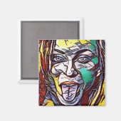 Vrouw Meisje Graffiti Verf Kunst Gezicht Gekleurd Magneet (Voorkant / Achterkant)