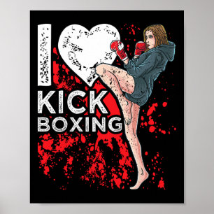 Vrouw Meisje Kickbokser Ik Hou Van Kickboksen Poster