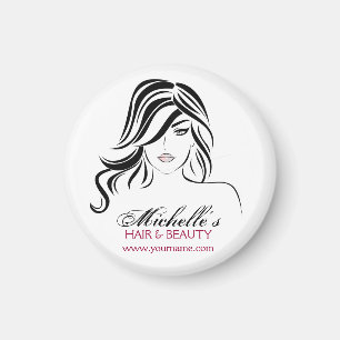 Vrouw meisje met golvend haar en makreel magneet