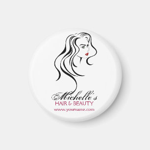 Vrouw meisje met golvend haar en makreel magneet