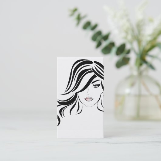 Vrouw meisje met golvend haar en makreel visitekaartje (Staand voorkant)