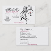 Vrouw meisje met golvend haar en makreel visitekaartje (Voorkant / Achterkant)