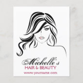 Vrouw meisje met golvend haar en makreelpictogram flyer (Voorkant)