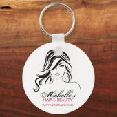 Vrouw meisje met golvend haar en makreelpictogram sleutelhanger (Voorkant)