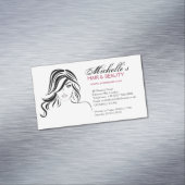 Vrouw meisje met golvend haar en makreelpictogram visitekaartje magneet (Voorbeeld)