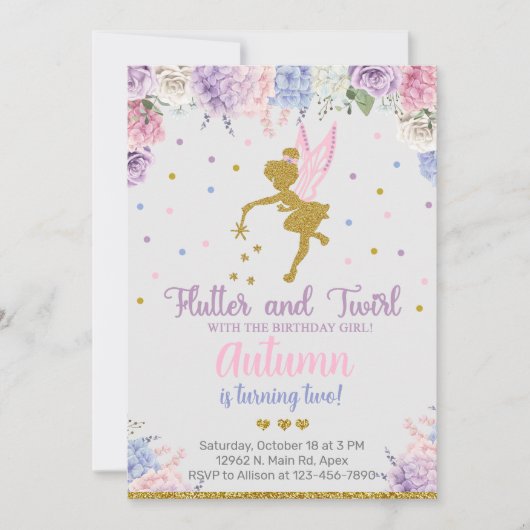 Vrouw meisje wordt uitgenodigd voor de verjaardag, kaart (Voorkant)