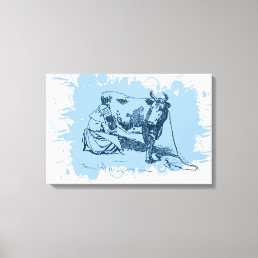 Vrouw melken koe canvas afdruk (Voorkant)