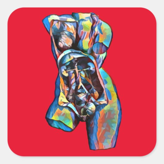 vrouw menselijke anatomie lichaam torso abstracte vierkante sticker (Voorkant)
