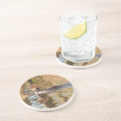 Vrouw Merganser Eend Zwemt door in Kalm Water Zandsteen Onderzetter (Zijkant)