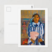 Vrouw met A Fan, Gauguin Briefkaart (Voorkant / Achterkant)