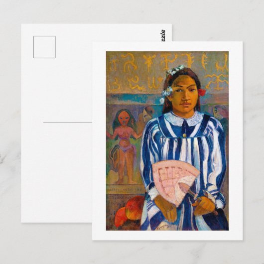 Vrouw met A Fan, Gauguin Briefkaart (Voorkant / Achterkant)
