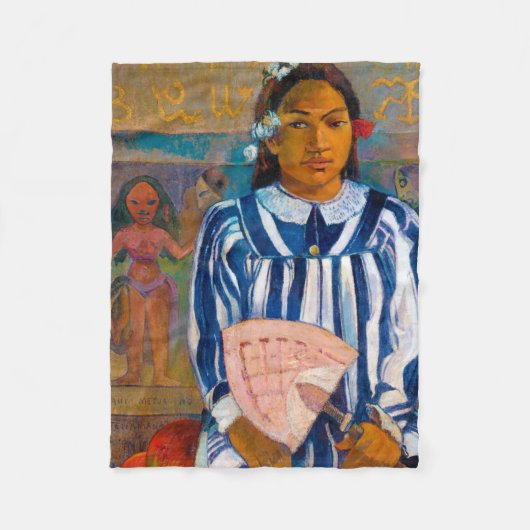 Vrouw met A Fan, Gauguin Fleece Deken (Voorkant)