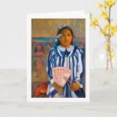Vrouw met A Fan, Gauguin Kaart (Gele Bloem)