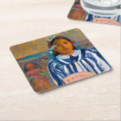 Vrouw met A Fan, Gauguin Kartonnen Onderzetters (Schuin)