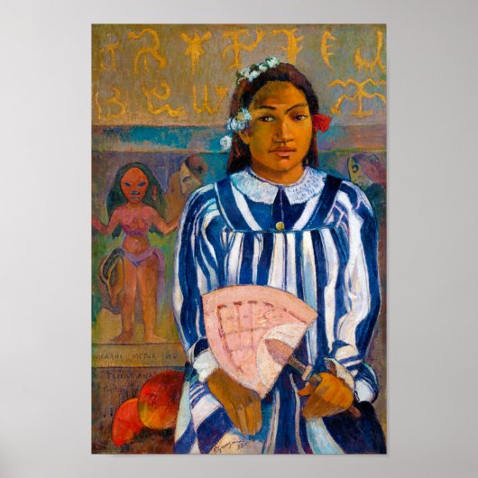 Vrouw met A Fan, Gauguin Poster (Voorkant)