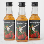 VROUW MET AARDBEIEN Art Nouveau Aardbei Likeurfles Etiket (Flessen)