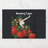 VROUW MET AARDBEIEN Art Nouveau Aardbei Likeurfles Etiket (Enkel label)