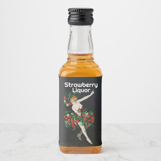 VROUW MET AARDBEIEN Art Nouveau Likeurfles Etiket (Voorkant)