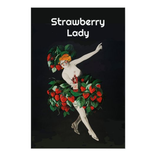 VROUW MET AARDBEIEN Art Nouveau Perfect Poster (Voorkant)