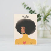  vrouw met Afro en hart trui Briefkaart (Staand voorkant)