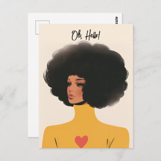  vrouw met Afro en hart trui Briefkaart (Voorkant / Achterkant)