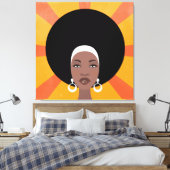 Vrouw met afro-haring afbeelding afbeelding canvas afdruk (Insitu (Slaapkamer))