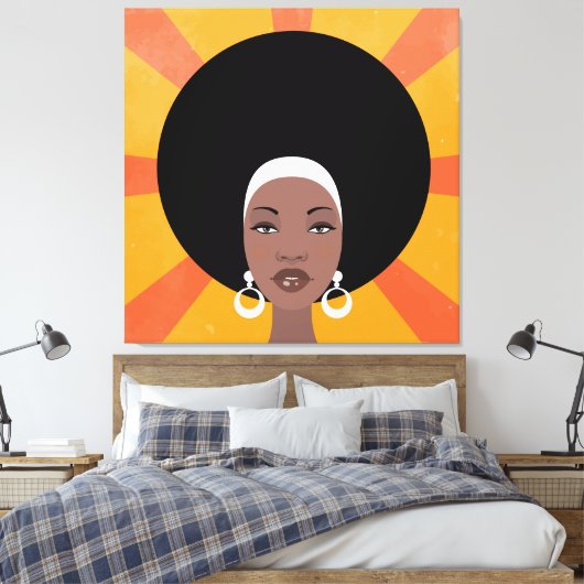 Vrouw met afro-haring afbeelding afbeelding canvas afdruk (Insitu (Slaapkamer))
