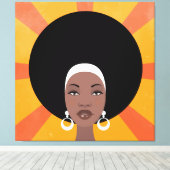 Vrouw met afro-haring afbeelding afbeelding canvas afdruk (Insitu (Houten vloer))