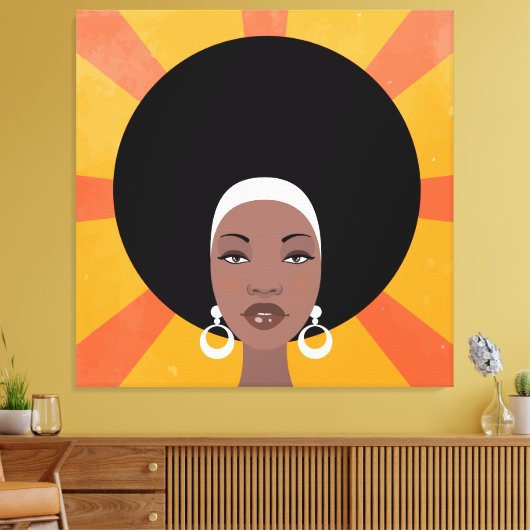 Vrouw met afro-haring afbeelding afbeelding canvas afdruk (Insitu (Woonkamer))