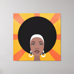 Vrouw met afro-haring afbeelding afbeelding canvas afdruk