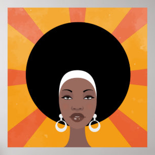 Vrouw met afro-haring afbeelding afbeelding poster