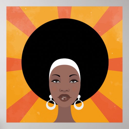 Vrouw met afro-haring afbeelding afbeelding poster (Voorkant)