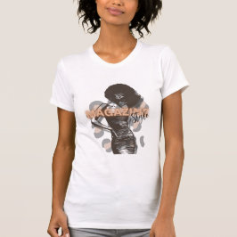 Vrouw met Afro & leopard T-Shirt
