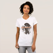 Vrouw met Afro & leopard T-Shirt (Voorkant volledig)