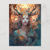 Vrouw met Antlers Fantasy Art Briefkaart (Voorkant)
