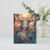 Vrouw met Antlers Fantasy Art Briefkaart (Staand voorkant)